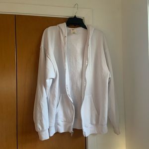 Hanes White Zip Up Hoodie